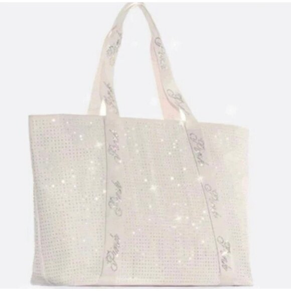 VS PINK BLACK FRIDAY 2025 LIMITED EDITION WINTER WHITE BLING TOTE BAG - Picture 1 of 12